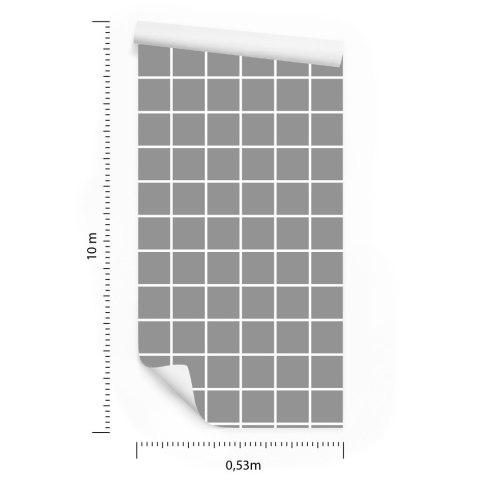 Tapeta Nowoczesna Minimalistyczna Szaro - Biała Krata