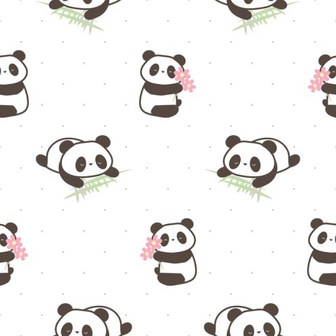 Tapeta Pandy Z Kwiatami