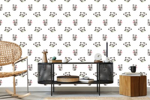 Tapeta Pandy Z Kwiatami