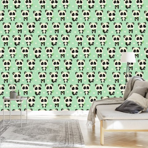 Tapeta Pandy Z Liśćmi
