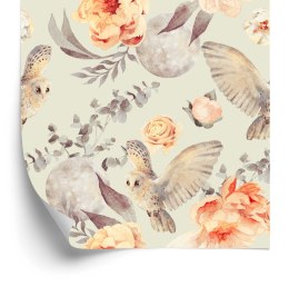 Tapeta Sowy W Kwiatach