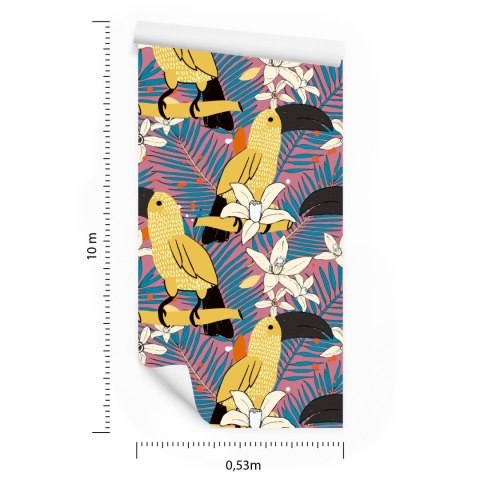 Tapeta - Tukany I Kwiaty