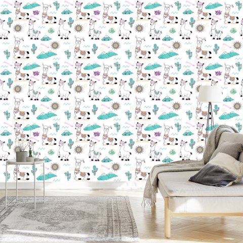 Tapeta Z Lamami, Kwiaty, Słońce, Do Pokoju Dziecka