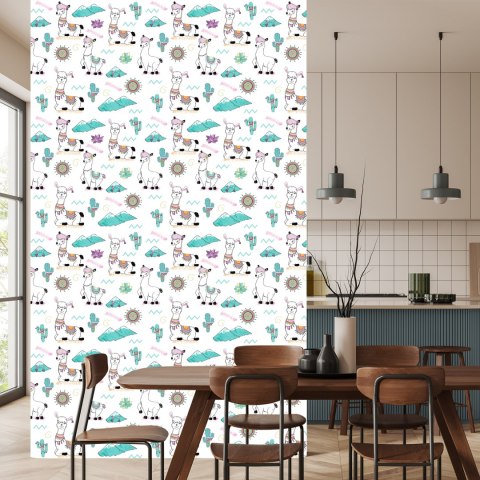 Tapeta Z Lamami, Kwiaty, Słońce, Do Pokoju Dziecka