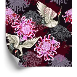 Tapeta - Żurawie I Kolorowe Kwiaty