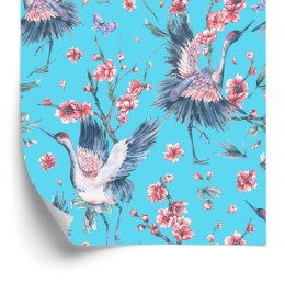 Tapeta - Żurawie, Motyle I Kwiaty