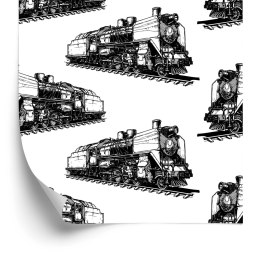 Tapeta Czarno-Białe Parowozy