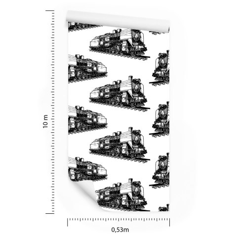 Tapeta Czarno-Białe Parowozy
