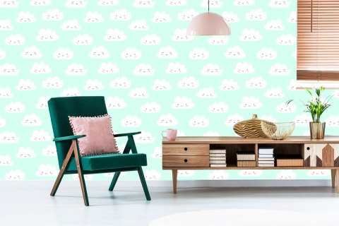 Tapeta Dla Dzieci - Wesołe Chmurki