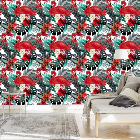 Tapeta Do Salonu Kwiaty, Rośliny, Flamingi