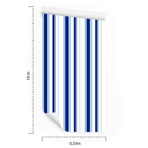 Tapeta Niebiesko - Białe Pionowe Paski