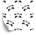 Tapeta Urocze Pandy Z Kwiatami
