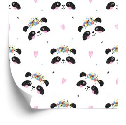 Tapeta Urocze Pandy Z Kwiatami