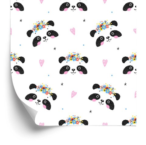 Tapeta Urocze Pandy Z Kwiatami