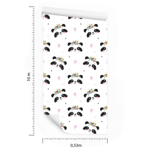 Tapeta Urocze Pandy Z Kwiatami