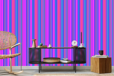 Tapeta W Nowoczesne, Kolorowe Pasy, Salon, Biuro