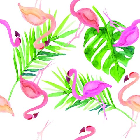 Tapeta Z Flamingami, Liście, Do Sypialni