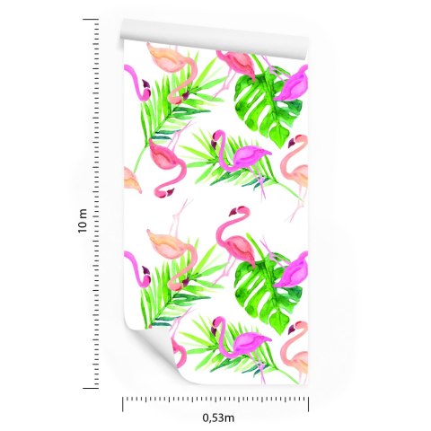 Tapeta Z Flamingami, Liście, Do Sypialni