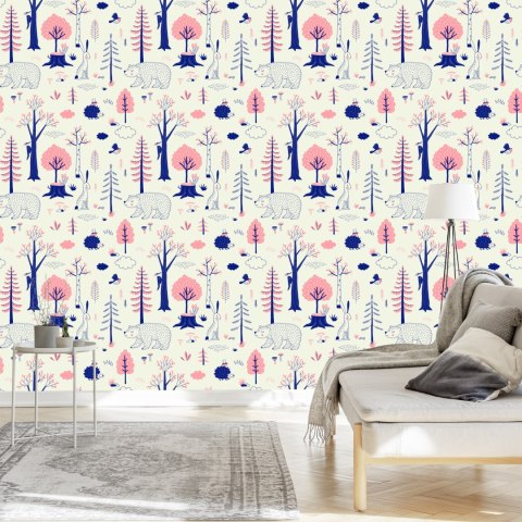 Tapeta Dla Dzieci - Leśne Zwierzątka W Jesiennym Lesie