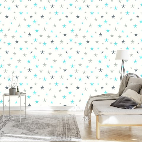 Tapeta Dla Dzieci - Niebieskie I Szare Gwiazdki