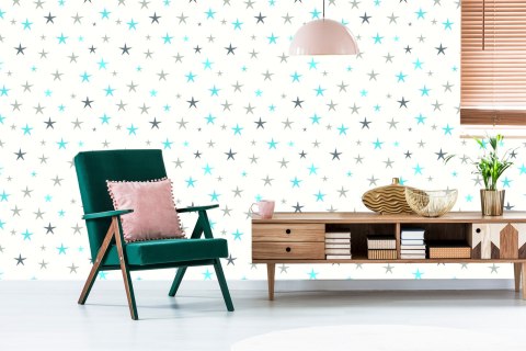 Tapeta Dla Dzieci - Niebieskie I Szare Gwiazdki