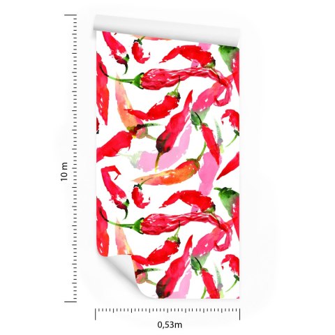 Tapeta Do Kuchni - Papryczki Chili Malowane Akwarelą