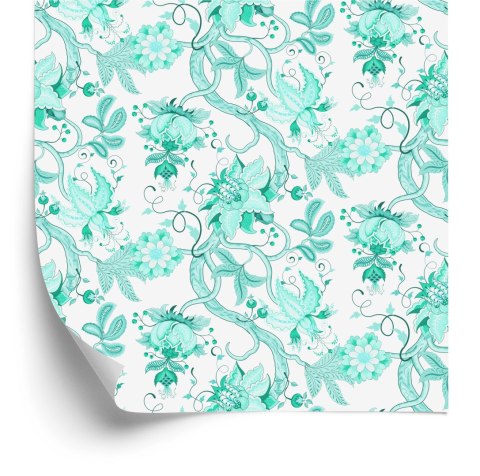 Tapeta Piękny Turkusowy Wzór Roślinny