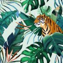 Tapeta Tygrysy I Liście Tropikalne