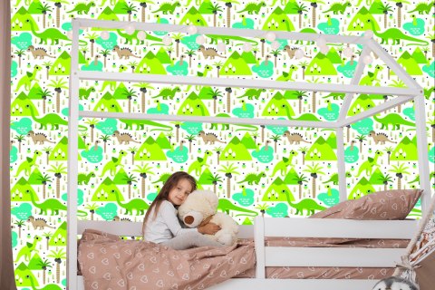 Tapeta Dinozaury Jeziora Drzewa Do Pokoju Chłopca