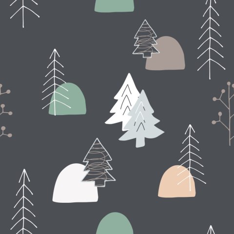 Tapeta Dla Dzieci, Drzewa W Stylu Skandynawskim