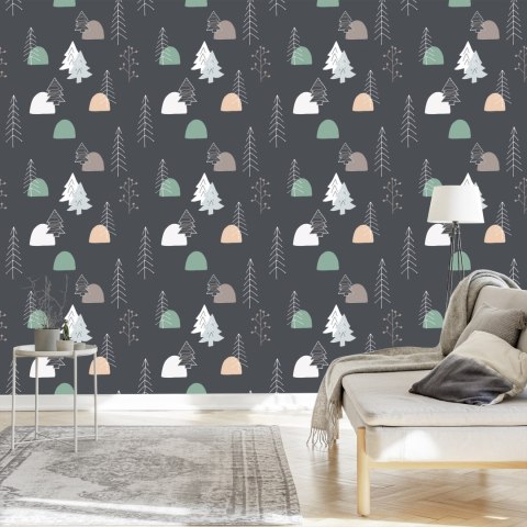 Tapeta Dla Dzieci, Drzewa W Stylu Skandynawskim