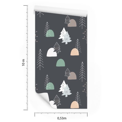 Tapeta Dla Dzieci, Drzewa W Stylu Skandynawskim