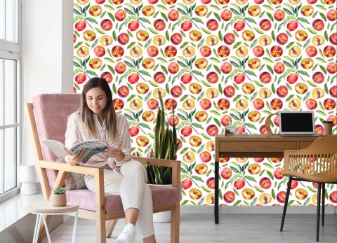 Tapeta Do Jadalni, Owoce, Liście, Gałęzie, Zieleń