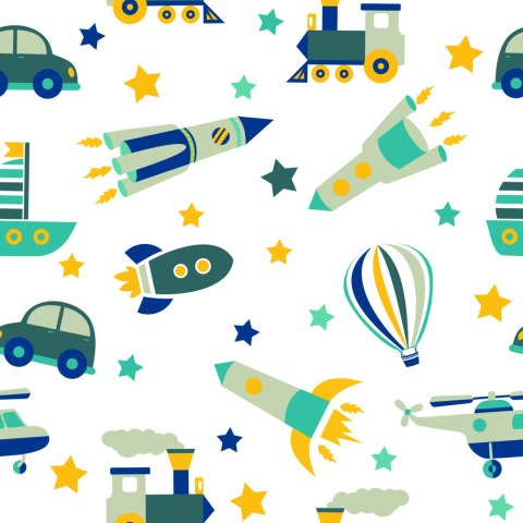 Tapeta Do Pokoju Dziecka Helikoptery, Auta, Balony