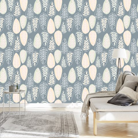 Tapeta Do Sypialni, Liście W Stylu Skandynawskim