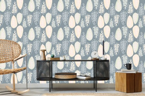 Tapeta Do Sypialni, Liście W Stylu Skandynawskim