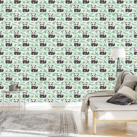 Tapeta Pandy Na Zielonym Tle