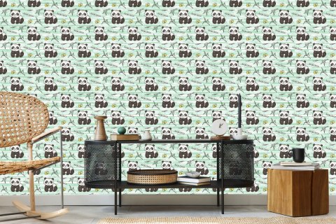 Tapeta Pandy Na Zielonym Tle