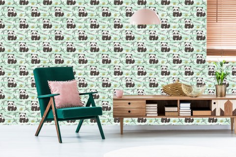 Tapeta Pandy Na Zielonym Tle