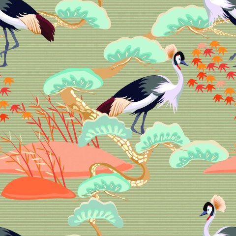 Tapeta Żurawie Wśród Drzew