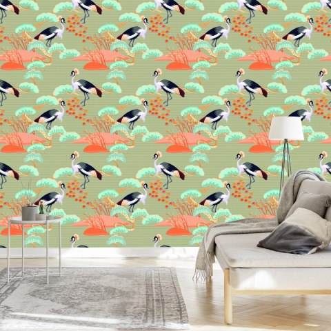 Tapeta Żurawie Wśród Drzew