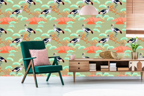 Tapeta Żurawie Wśród Drzew