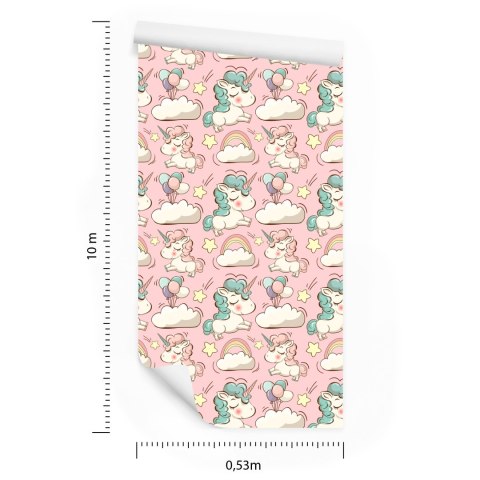Tapeta Dla Dzieci - Jednorożce, Chmurki I Gwiazdki