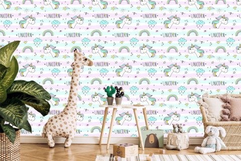 Tapeta Dla Dzieci - Jednorożce, Chmurki I Tęcze