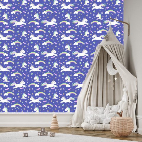 Tapeta Dla Dzieci - Jednorożce, Chmurki I Tęcze