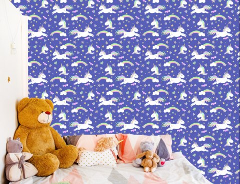 Tapeta Dla Dzieci - Jednorożce, Chmurki I Tęcze