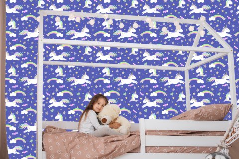 Tapeta Dla Dzieci - Jednorożce, Chmurki I Tęcze