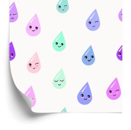 Tapeta Dla Dzieci - Kolorowe Wesołe Kropelki