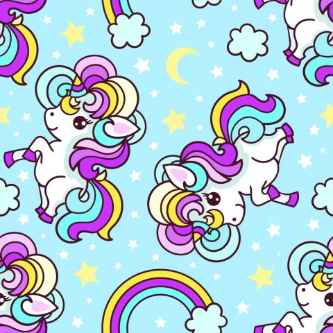 Tapeta Dla Dzieci - Piękne Kolorowe Jednorożce