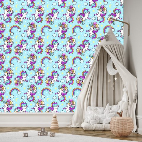 Tapeta Dla Dzieci - Piękne Kolorowe Jednorożce